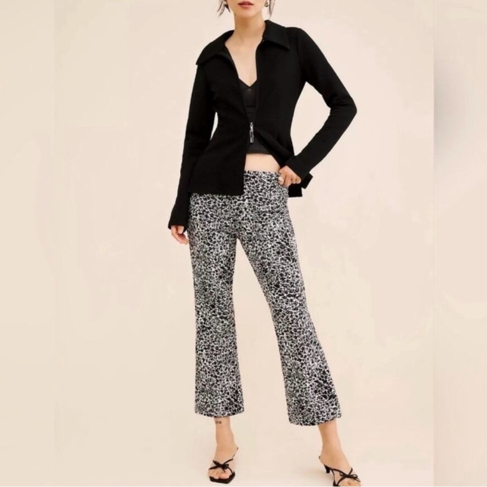 Anthropologie Black & White Print Wide-Leg Pants